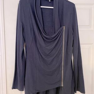 Black asymmetrical zip long sleeve shirt